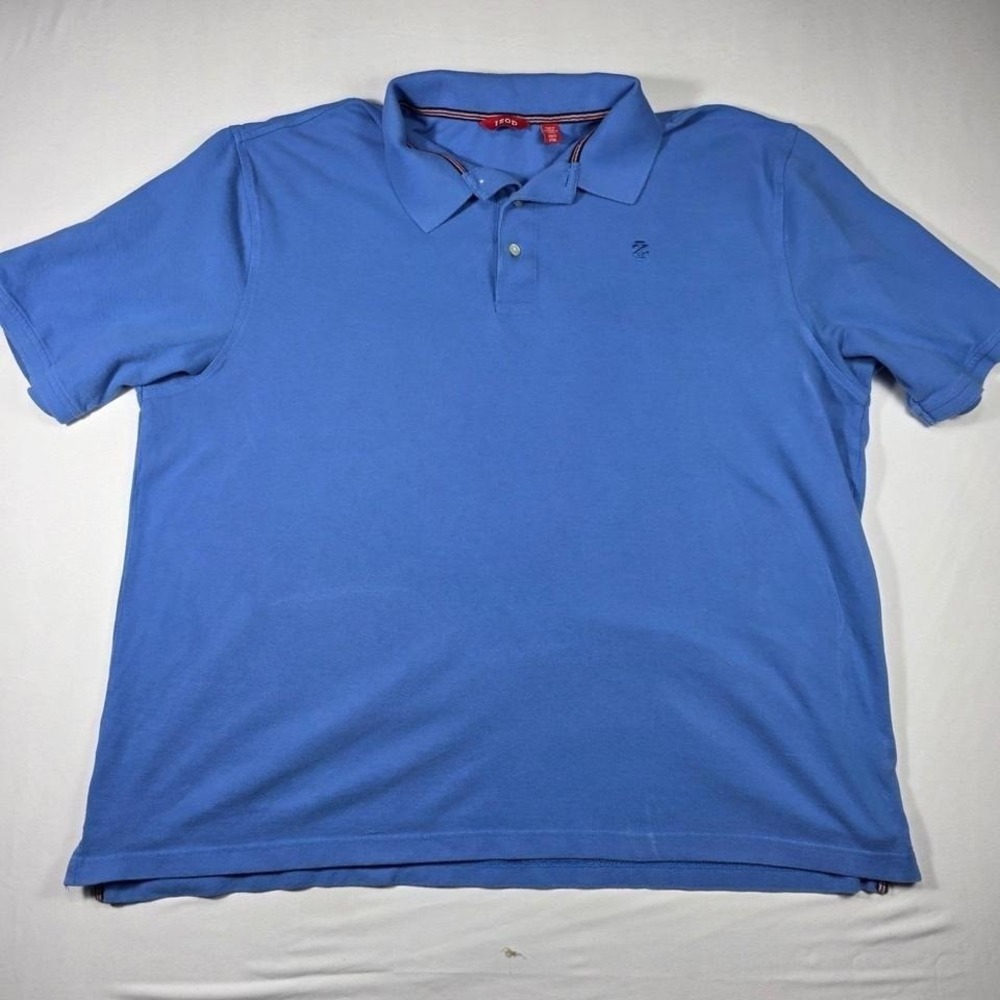 IZOD Advantage Performance Blue Polo Shirt Mens‎ 2XLT Short Sleeve Pique Knit